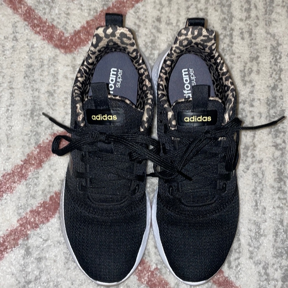 Adidas Cheetah Print Black & White Puremotion Running Shoes Size 8.5